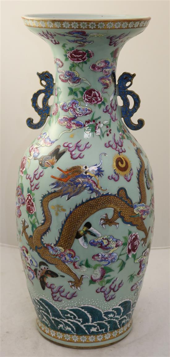 A large Chinese celadon ground dragon vase, Daoguang period (1821-50), 59.3cm